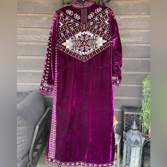 Crazy Train Purple Velvet Beaded Embroidered Western Duster Kimono Jacket S - Picture 15 of 16